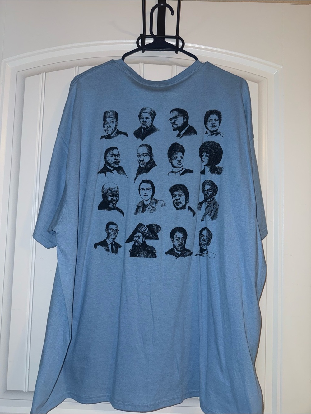 Light Blue Graphic Tee with Portrait Print - Men